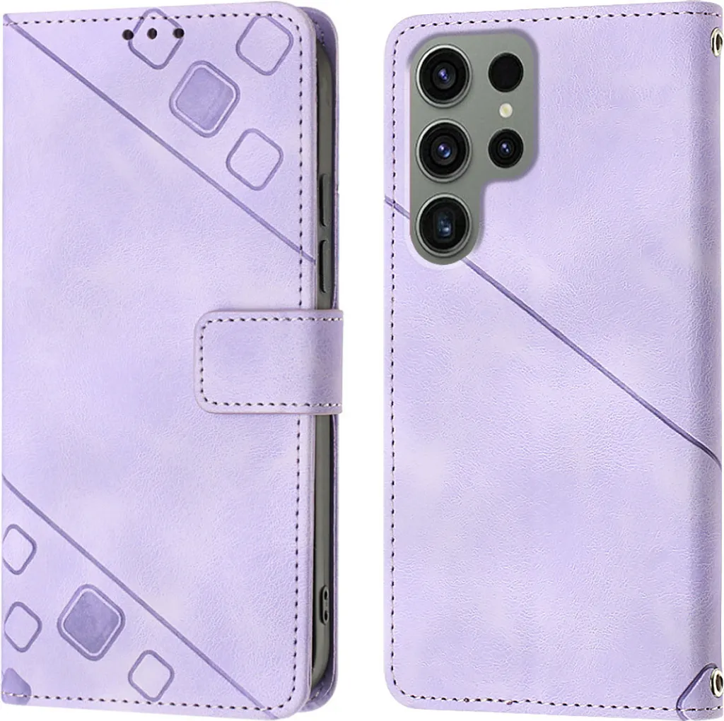 Cover Viola Samsung S23 Ultra: Stile Flip Leather Wallet Embossed