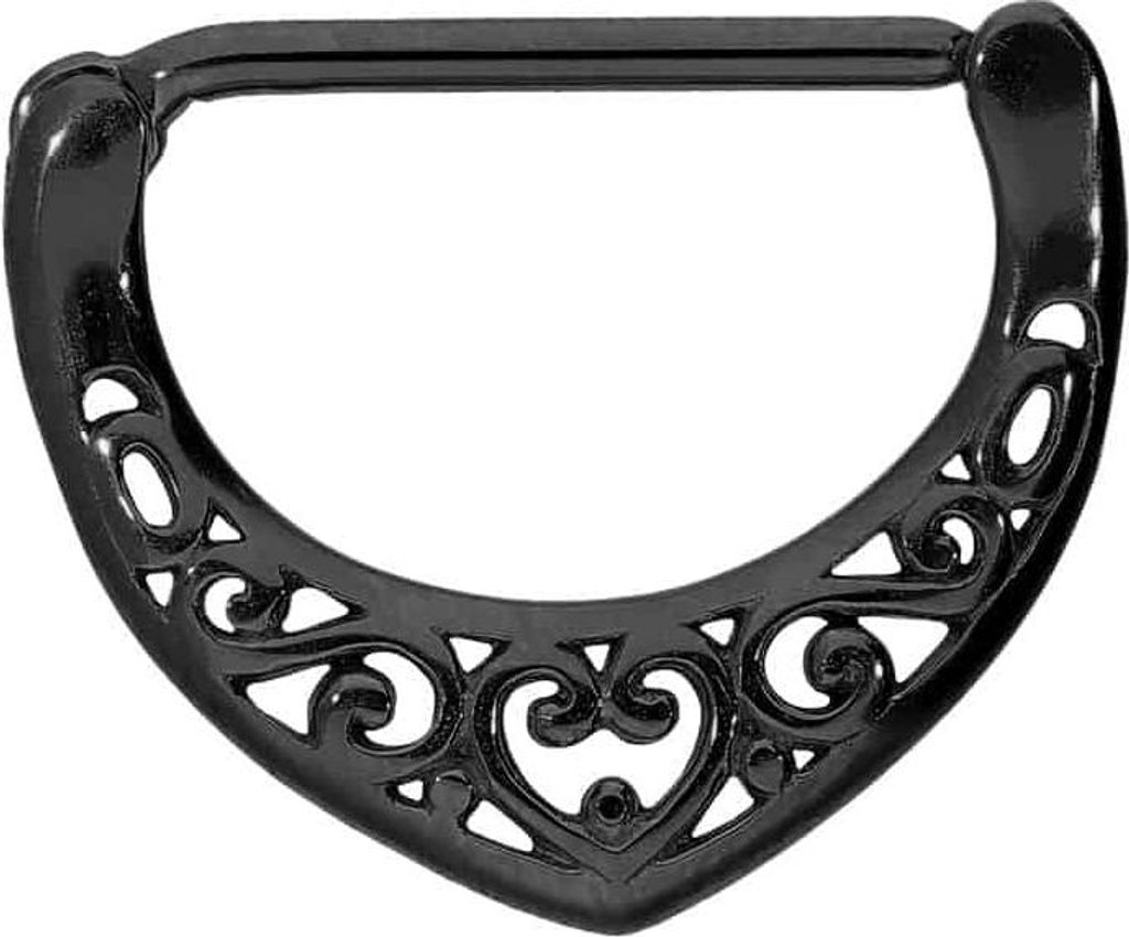 Brustwarzenpiercing, Chirurgenstahl Nippelpiercing Clicker ORIENTALISCH Schwarz Stablänge: 16mm