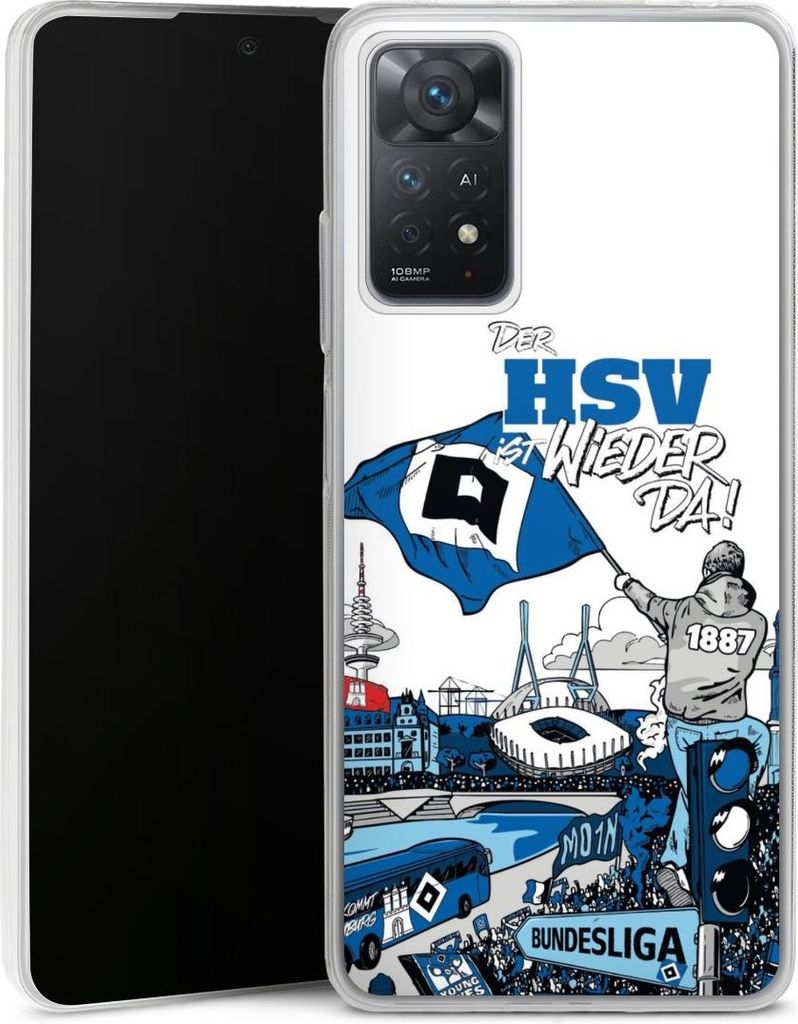 DeinDesign Slim Hülle für Xiaomi Redmi Note 11 Pro 5G Silikon Case Ultra Dünn Handyhülle Aufstieg Hamburger SV Offizielles Lizenzprodukt