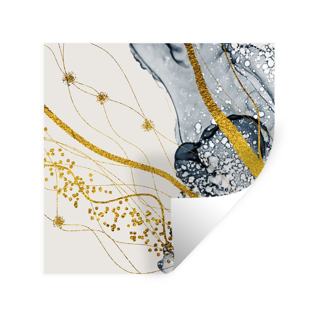 MuchoWow Wandtattoo Wandsticker Wandaufkleber Abstrakt - Gold - Natur - Kunst 30x30 cm Selbstklebend und Repositionierbar - Repositionierbar - Wa...