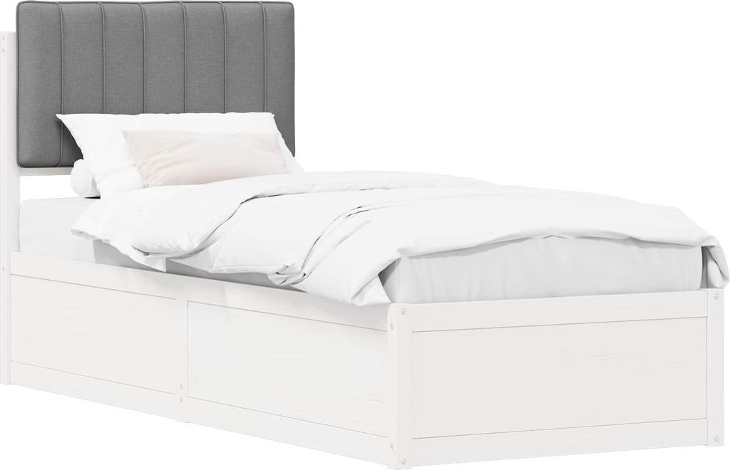 vidaXL Bettgestell mit gepolstertem Kopfteil Hellgrau 80 x 200 cm