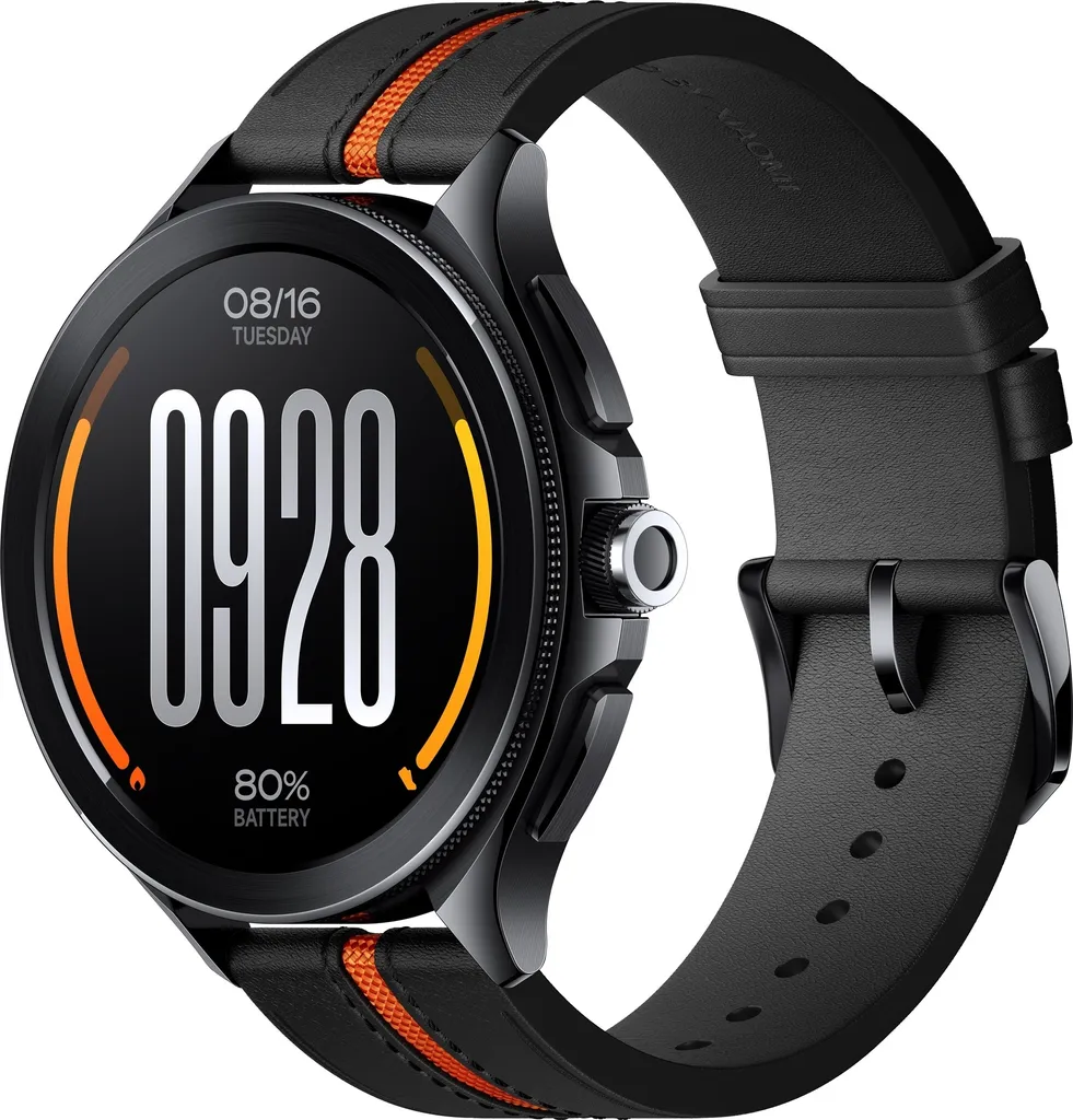 Xiaomi Watch Leather Strap Nero Arancione BHR7213GL - Cinturino in Pelle