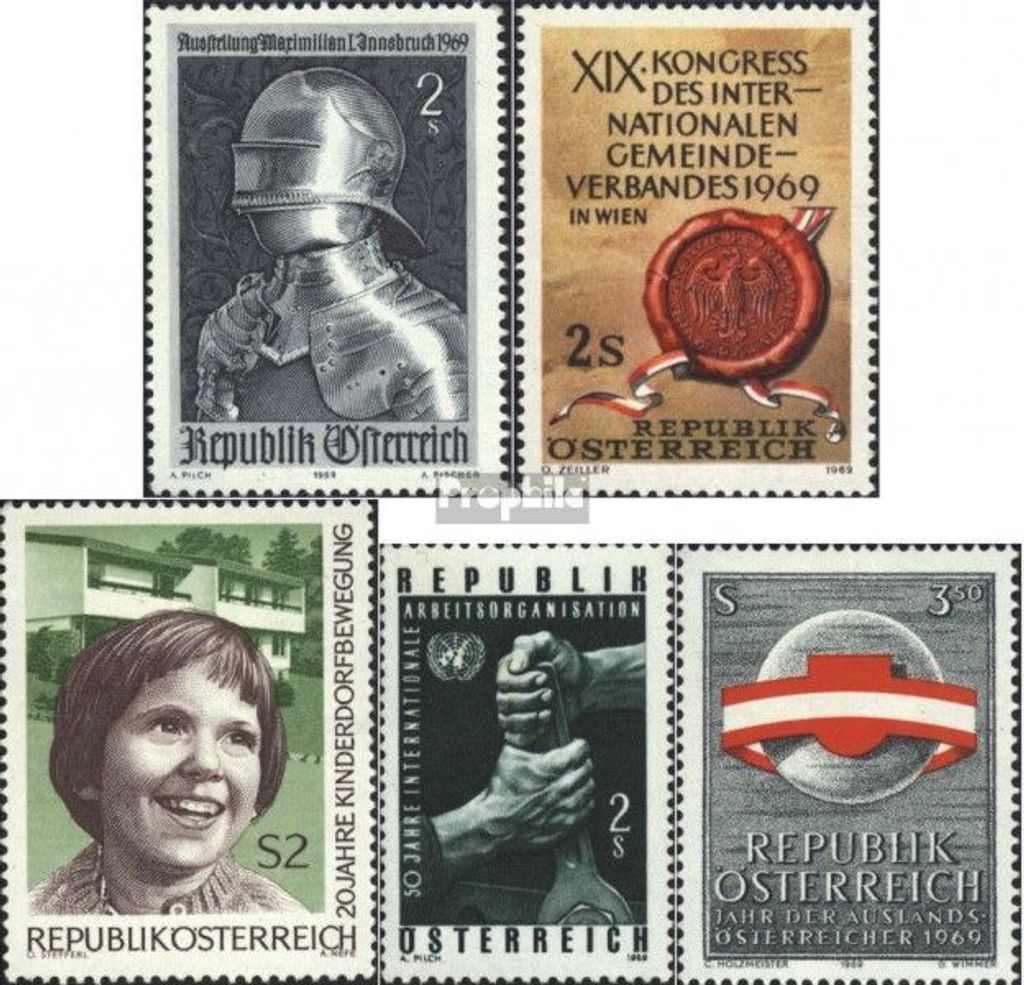 Briefmarken Österreich 1969 Mi 1302,1303,1304,1305,1306 (kompl.Ausg.) gestempelt Sondermarken