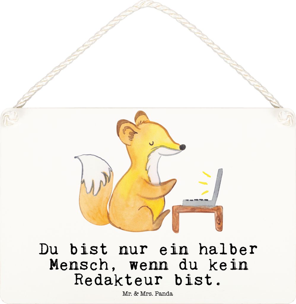 Mr. & Mrs. Panda Schild Redakteur Herz DIN A6 - Weiß - Geschenk, holzbild, Spruch, Online, Türschild, kleine aufmerksamkeit, wandtafel, Korrespon...