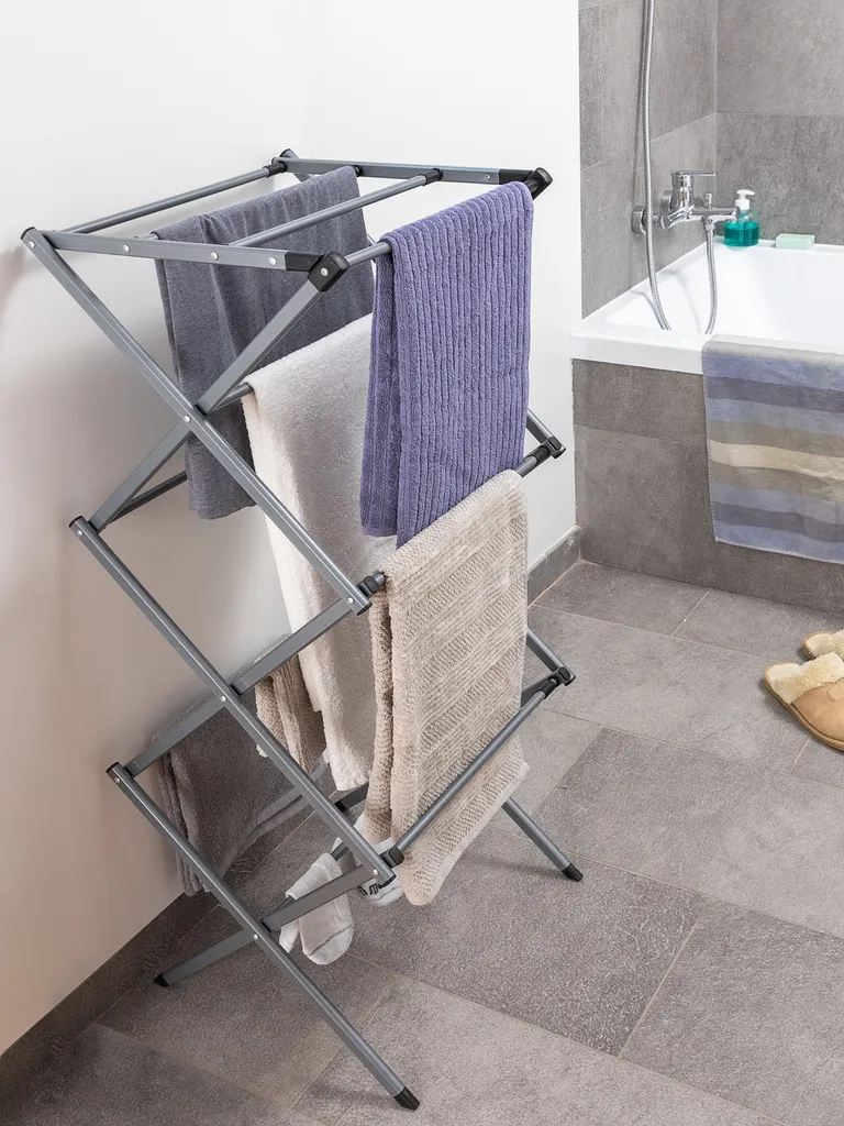 Étendoir à linge extensible 3 niveaux de hauteur en métal robuste - 5