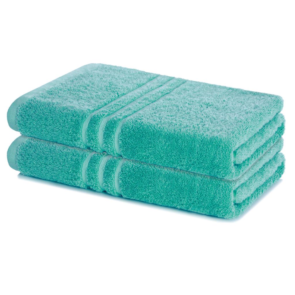 Lavea 2er Set Badetuch 100 x 150 cm Baumwolle, saugstarkes Duschtuch groß, Frottier Elena, Duschhandtuch, weich, waschbar 60 °C, trocknergeeign...