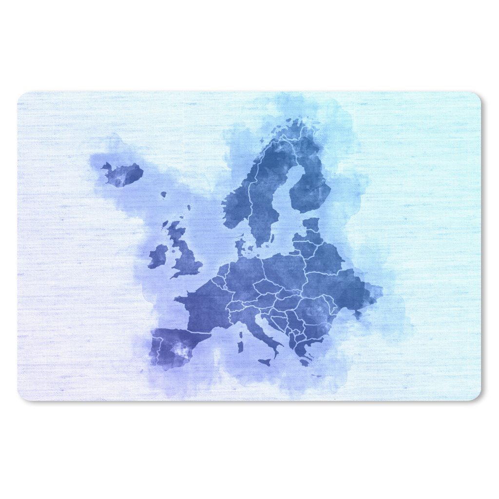 MuchoWow Schreibtischunterlage Europa - Karte - Blau 60x40 cm - XXL Mauspad - Großes Mauspad