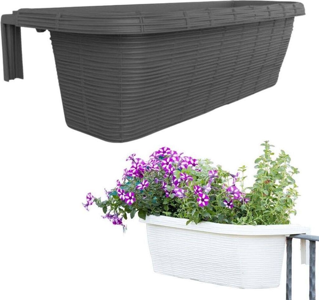 Geländerkasten 60 Rattan Geflecht Optik Balkonkasten für Produktbild