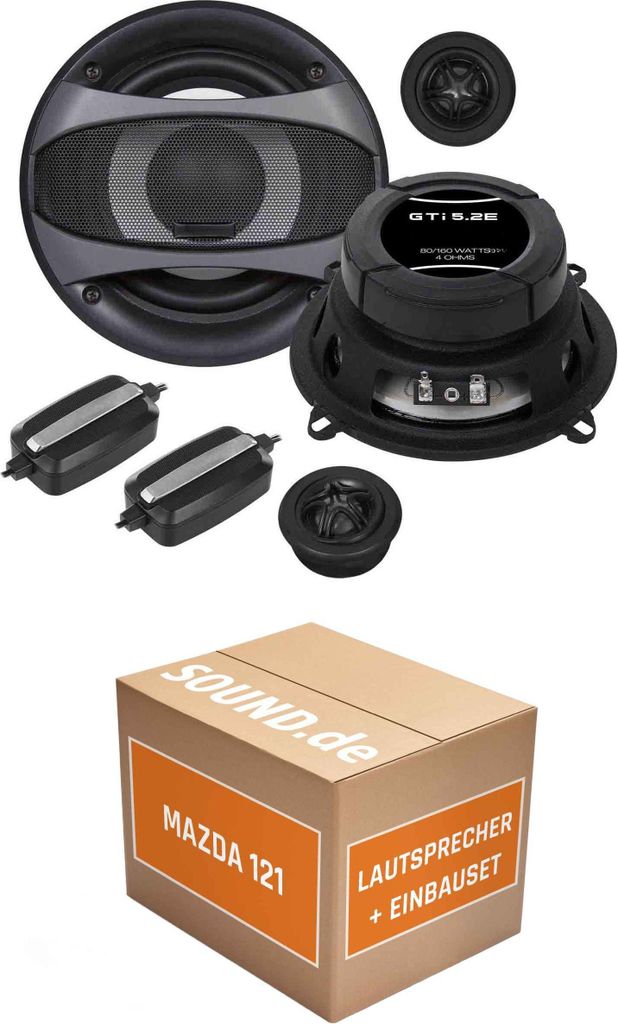 Lautsprecher Boxen Einbaupaket vorne Crunch GTi5.2E passend für Mazda 121 Typ DB | 2x Tief-Mitteltöner 2x Hochtöner