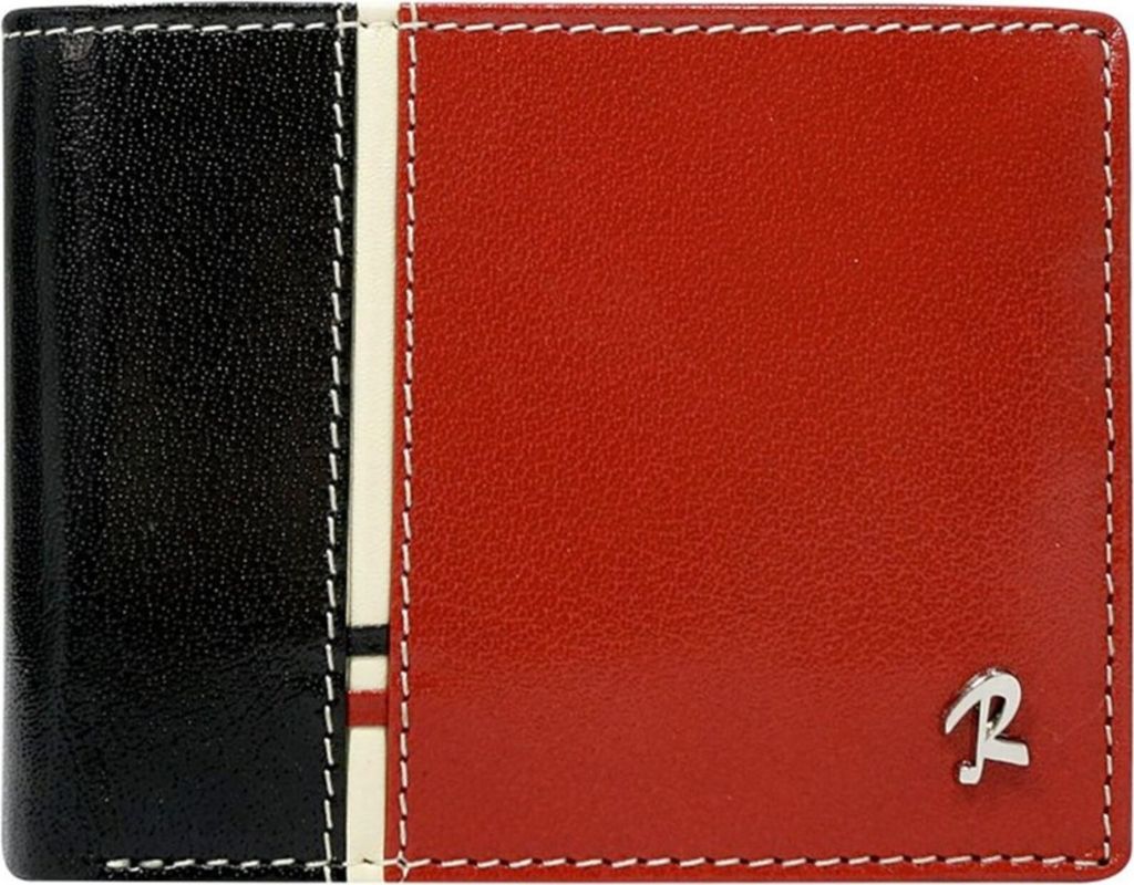 Rovicky | Horizontale Brieftasche, aus Naturleder, für Männer, Schwarz, Rot, 11.5x8.5 cm