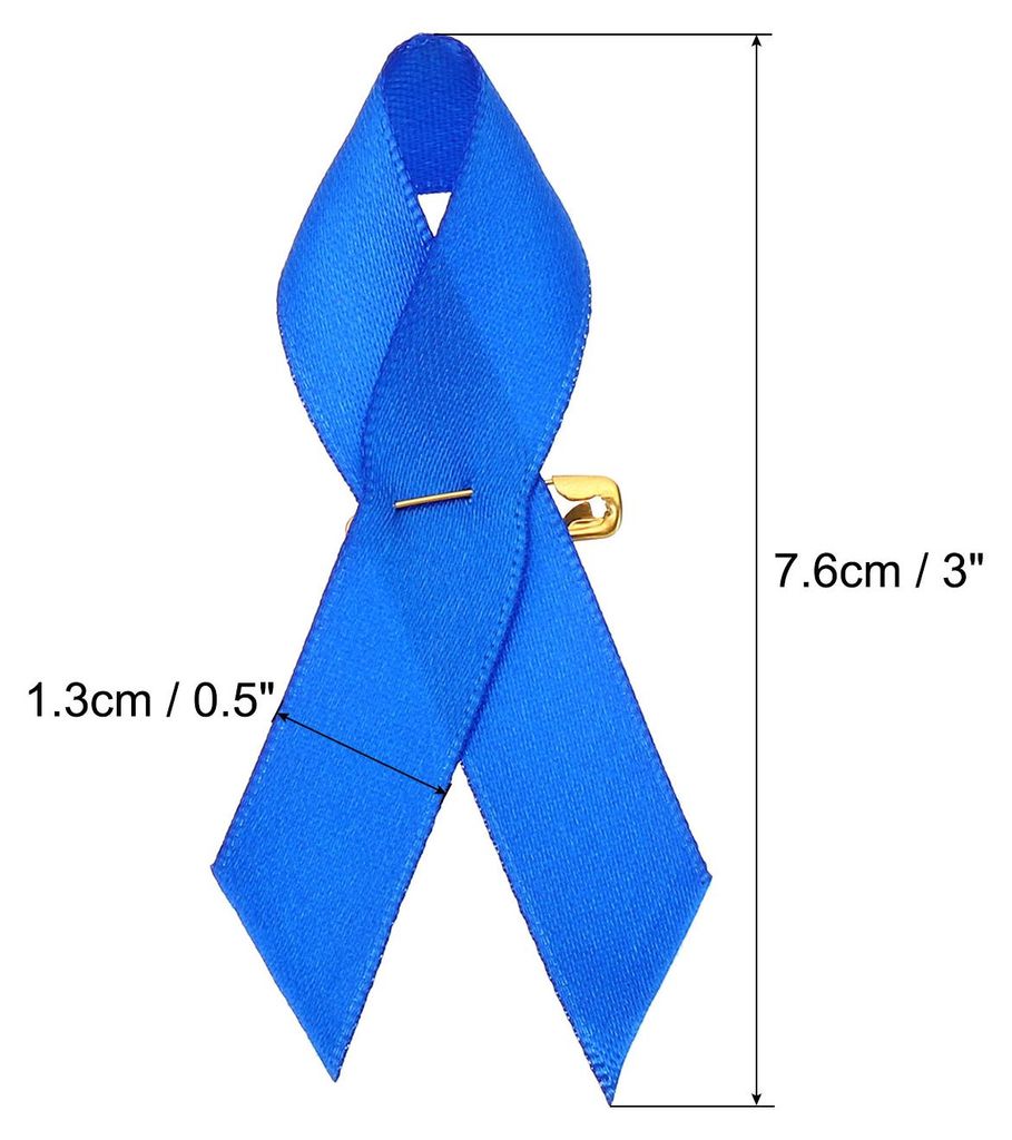 50 Stš¹ck Blaue Polyesterband Satin Pins, Awareness Ribbon Satin mit Sicherheitsnadeln