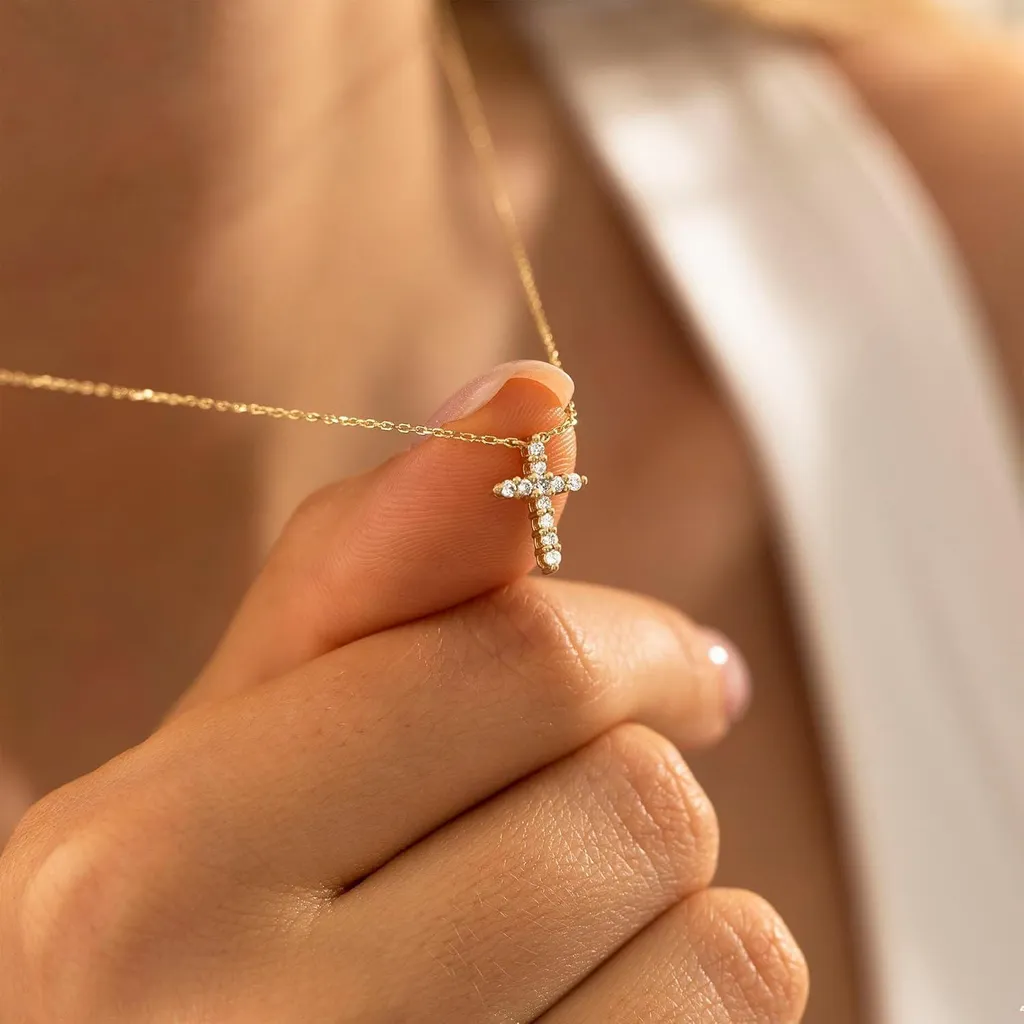Collier Plaqué Or 14K Double Chaîne Croix EVALICTING Anti-Ternes - 4