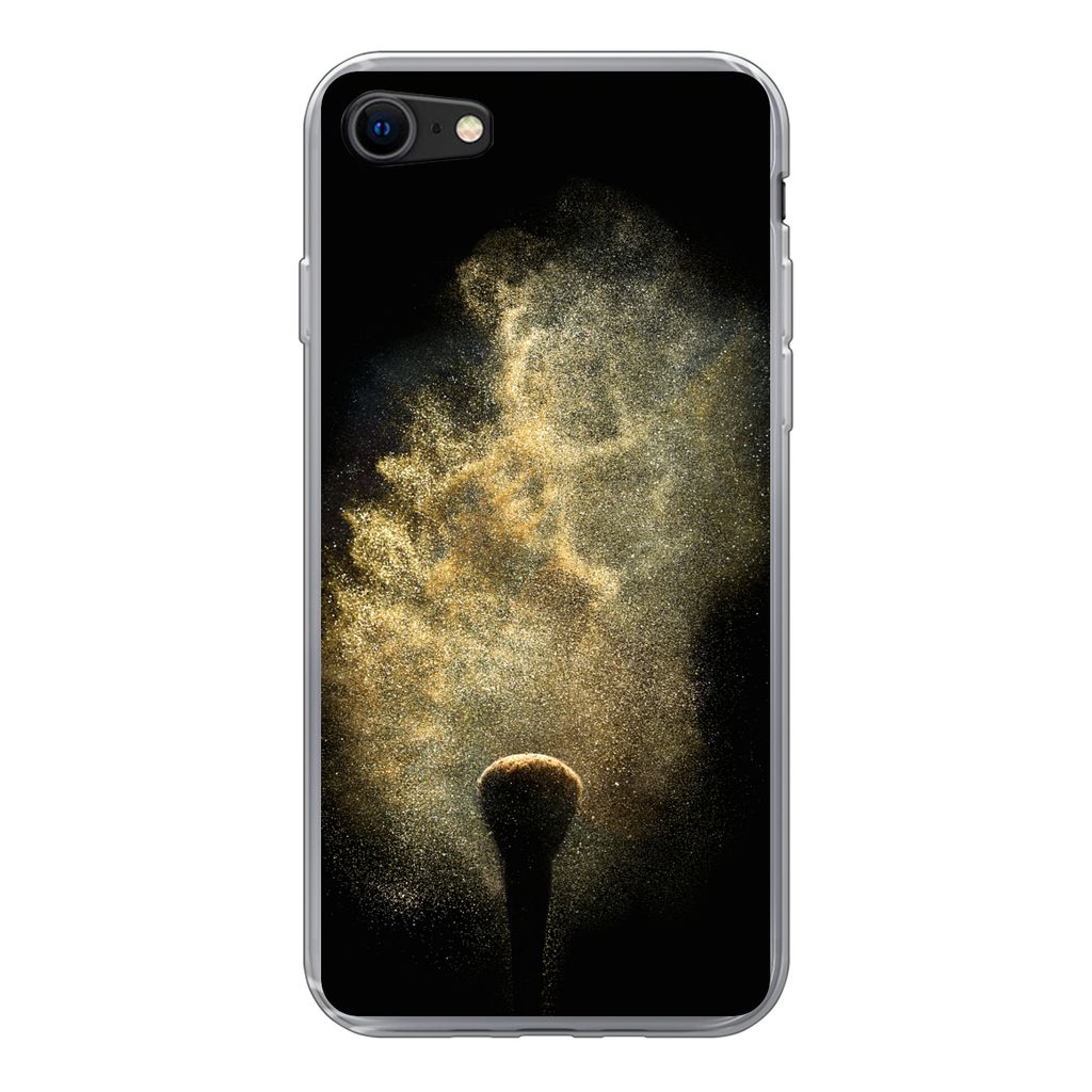 MuchoWow Handyhülle Schutzhülle Hülle für iPhone 8 Goldpulver auf schwarzem Hintergrund Silikon Softcase Handy Hülle - Schutzhaube