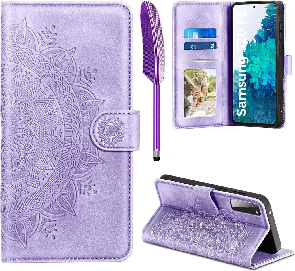 Housse Samsung S20 FE avec support vidéo et rangement carte - Violet
