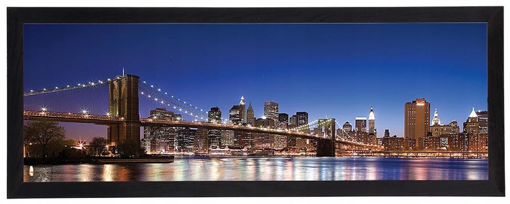 Modernes Gemälde in schwarzem breiten Rahmen 35x100 cm - Brücke 1