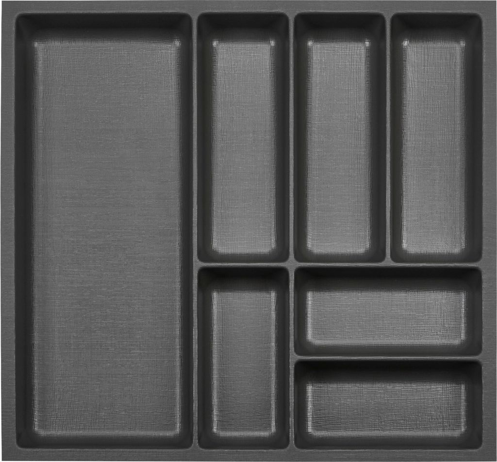 ORGA-BOX III Besteckeinsätze Tiefe 473 mm, Höhe 50,5 mm anthrazit Schubladeneinsätze Breite 491 mm für Schubladen 600 mm Canvas-Struktur