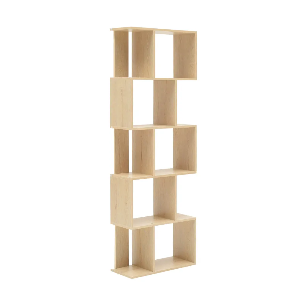 Meuble bibliothèque 5 cases en MDF chêne clair résistant et moderne - 5
