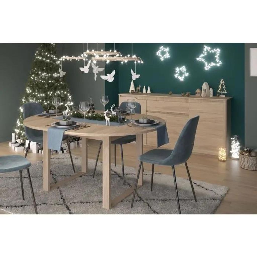 Ausziehbarer runder Tisch und Buffet-Set - BETTY - Eiche - PARISOT