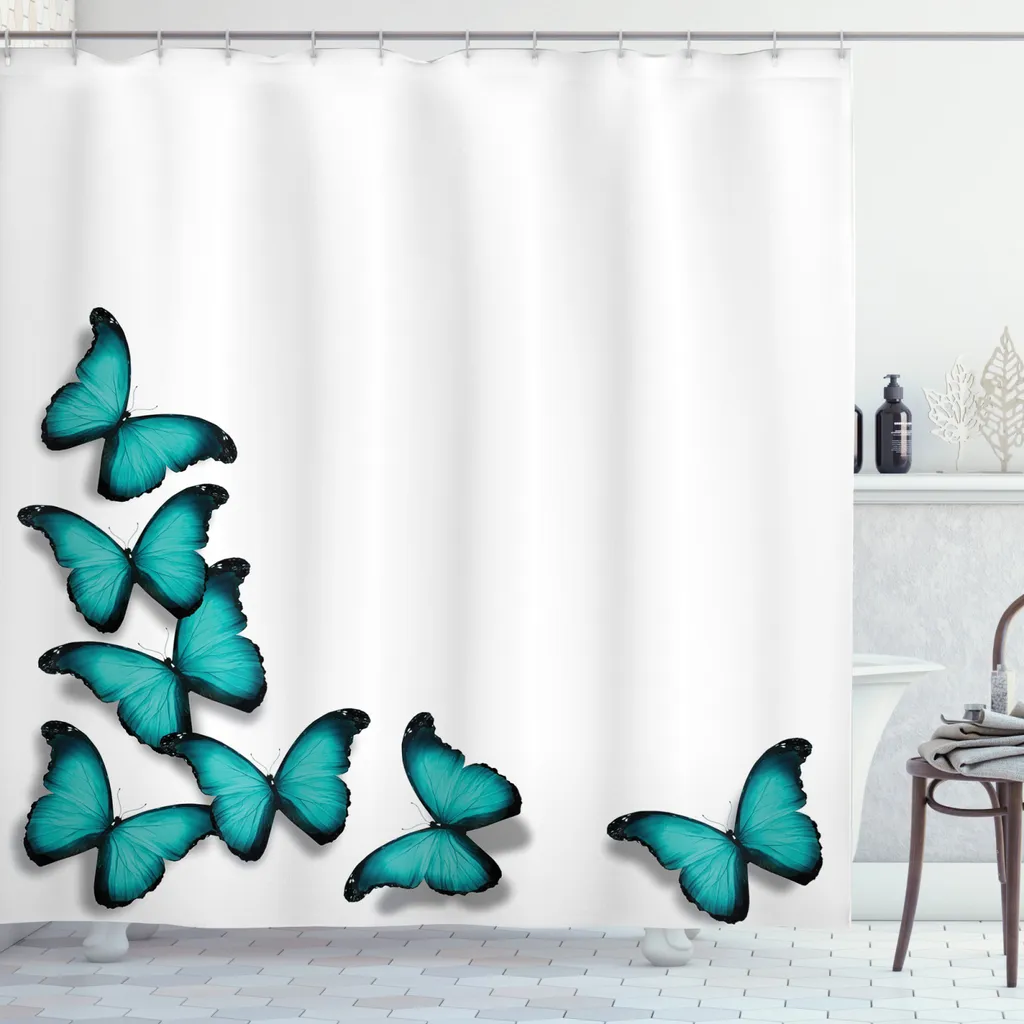 Tenda da Doccia Antimuffa ABAKUHAUS 175x180cm - Turchese e Nero