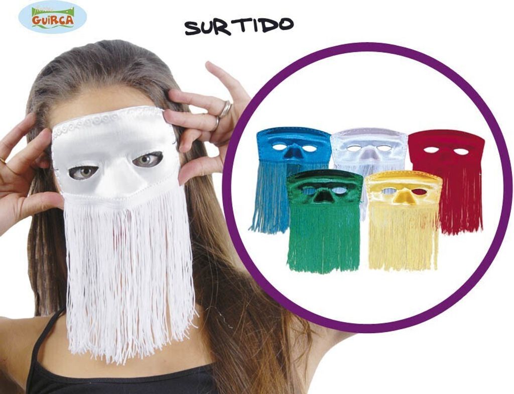 y venezianische Maske mit langen Fransen für Damen Produktbild 