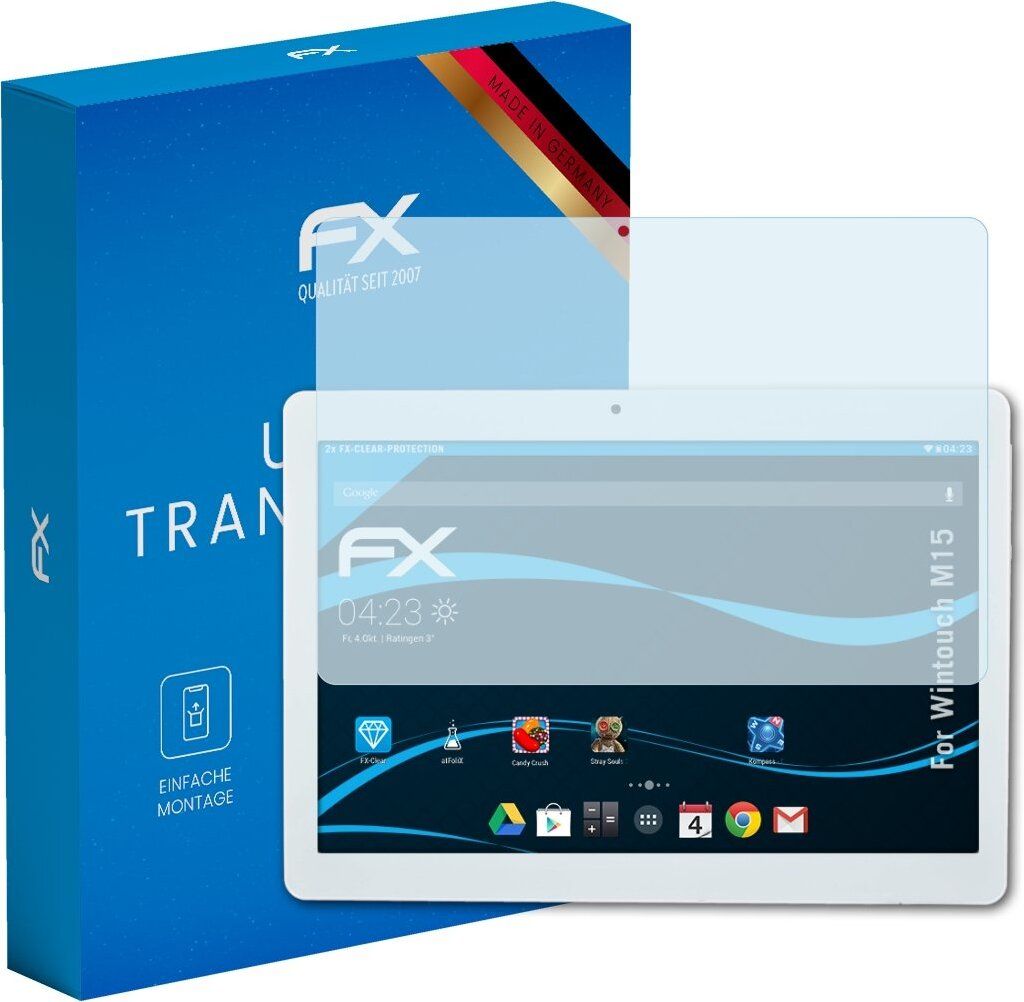 atFoliX FX-Clear 2x Schutzfolie kompatibel mit Wintouch M15 Displayschutzfolie