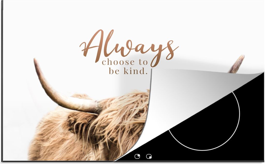 KitchenYeah Herdabdeckplatte Schottischer Highlander - Sprichwörter - Tier , 80x52cm, Küche Deko, Ceranfeld Herdabdeckung, Abdeckplatte fùr Ko...