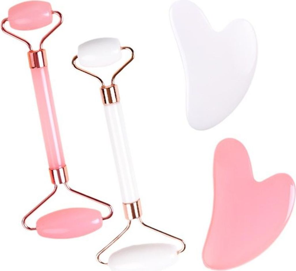2er-Pack Jade-Roller und Gua Sha, Gesichtsroller zur Reduzierung von Rötungen, Hautpflege-Tools, Selbstpflege-Geschenk für Männer und Frauen, Ma...
