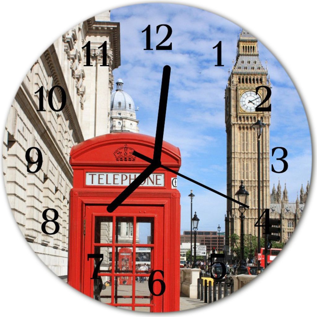 Glasuhr Wanduhr Küchenuhr Echt-Glas 30fi cm Rote Produktbild 
