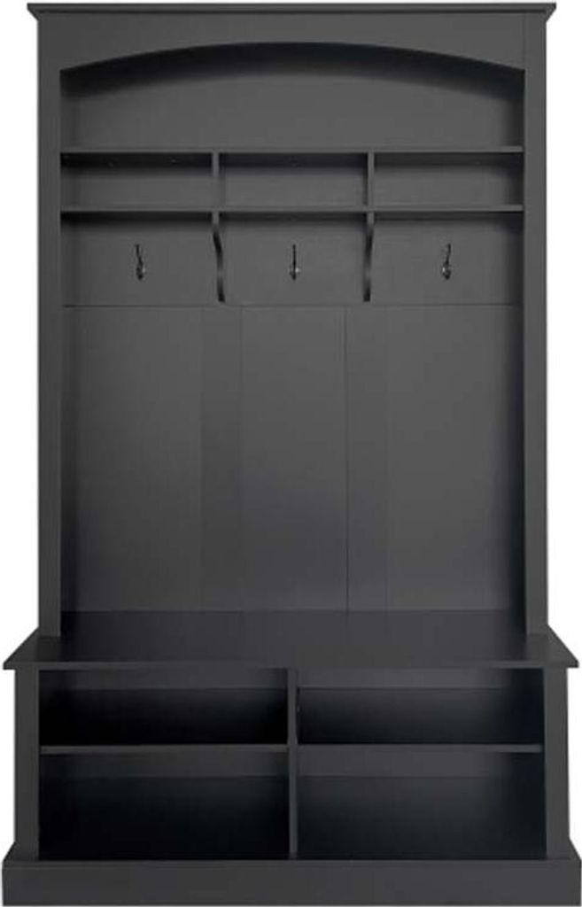 Garderoben-Set mit Bank und Schuhablage, multifunktionale Aufbewahrungsbank mit 3 hängenden Haken & offenem Stauraum, rechteckige Aufbewahrung & R...