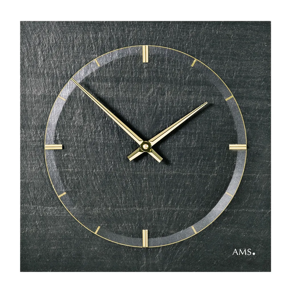Montre murale AMS 9516 silencieuse en verre et aluminium radio-pilotée