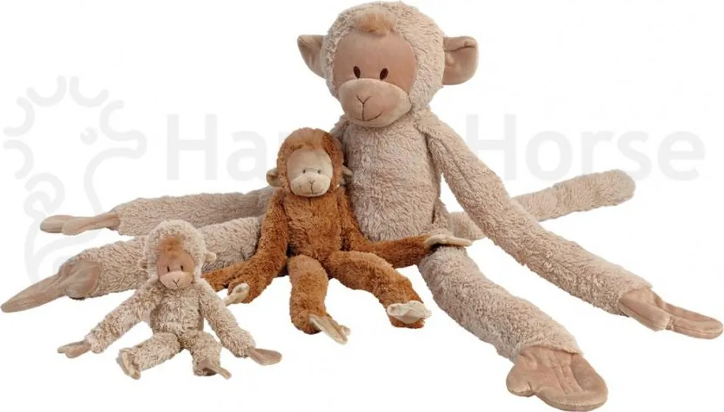 Happy Horse Doudou singe suspendu 85cm beige - Grande peluche singe