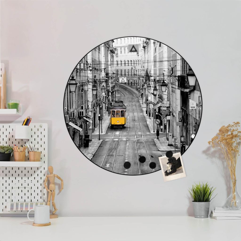 Design Stahlmagnettafel Schwarz Rund 47cm Lissabon