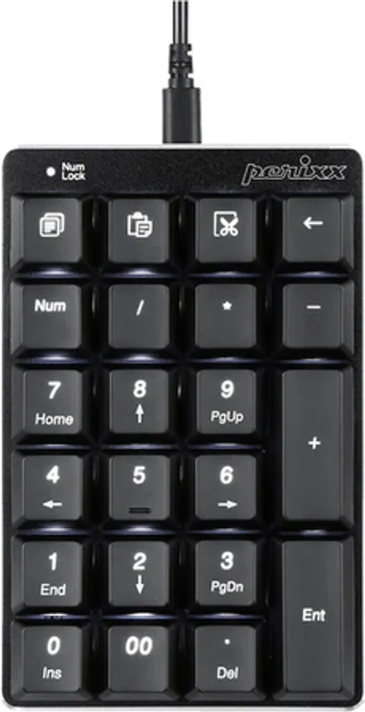 Pavé Numérique Noir Rétroéclairé Perixx PERIPAD-303 B à Touches Silencieuses