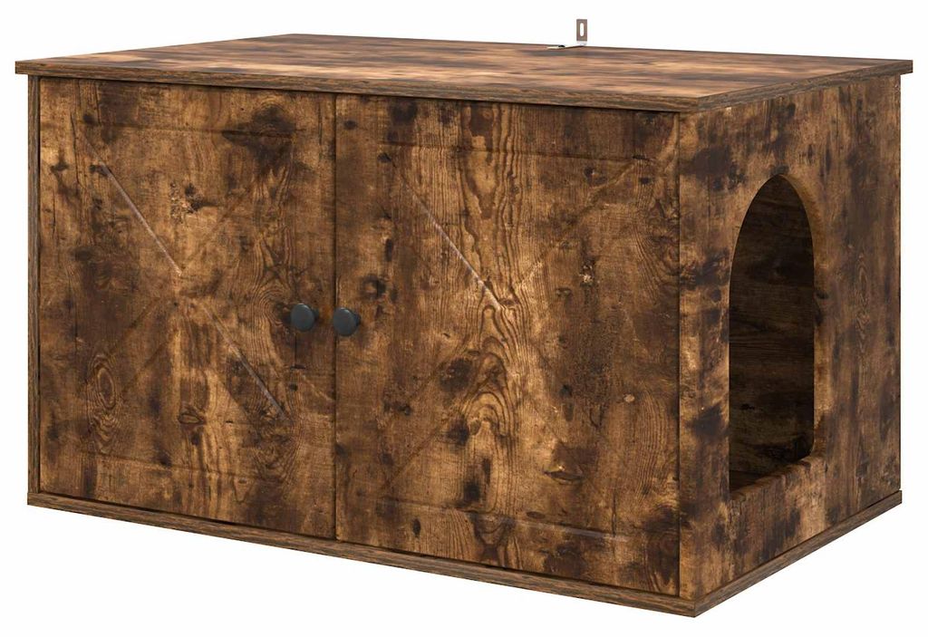 vidaXL Katzenhaus Geräucherte Eiche 85 x 55 x 50 cm Holzwerkstoff