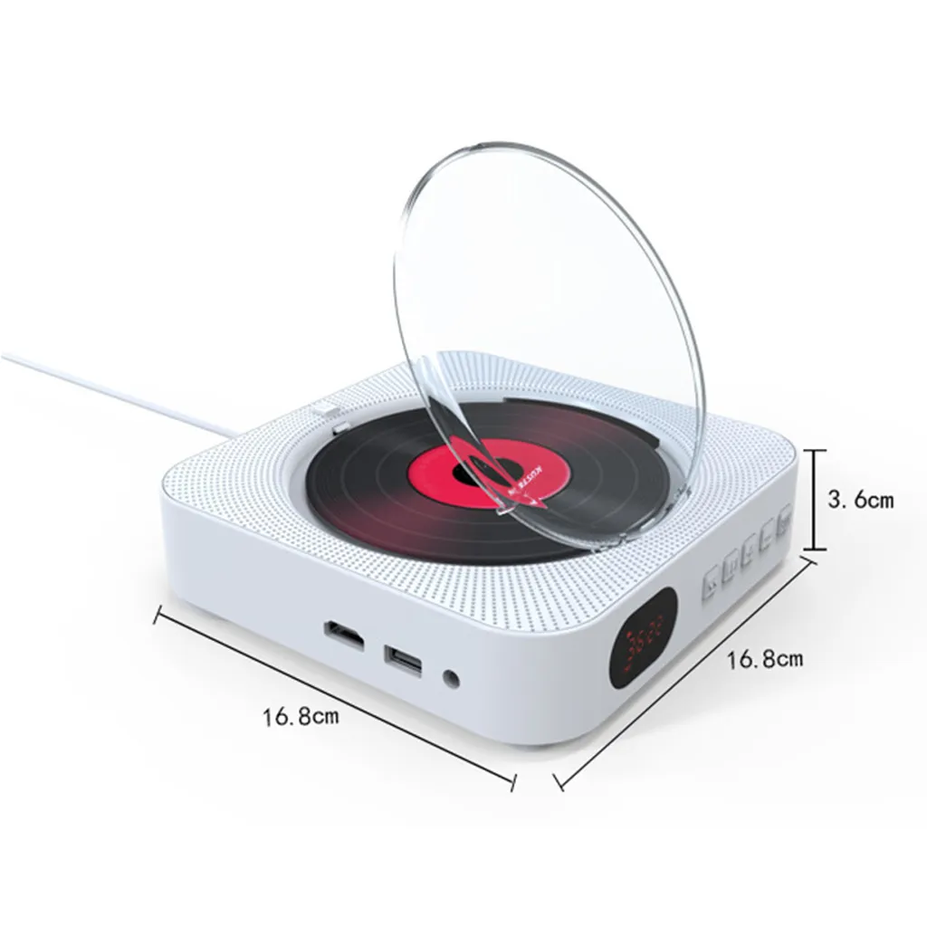 Lecteur CD Bluetooth Multifonction Noir avec Support et Fixation Murale - 6