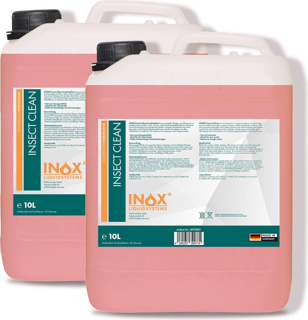 INOX Insect Clean Insektenreiniger, 2x 10L - Insektenentferner Autoreinigung
