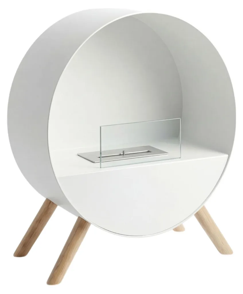 Chauffage d'Appoint Bioéthanol Venere Blanc pour Salon et Bureau 60x72cm