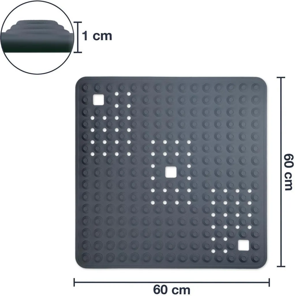 WohnDirect Tappeto doccia antiscivolo 60x60cm BLASIC antracite 60 x 60 cm