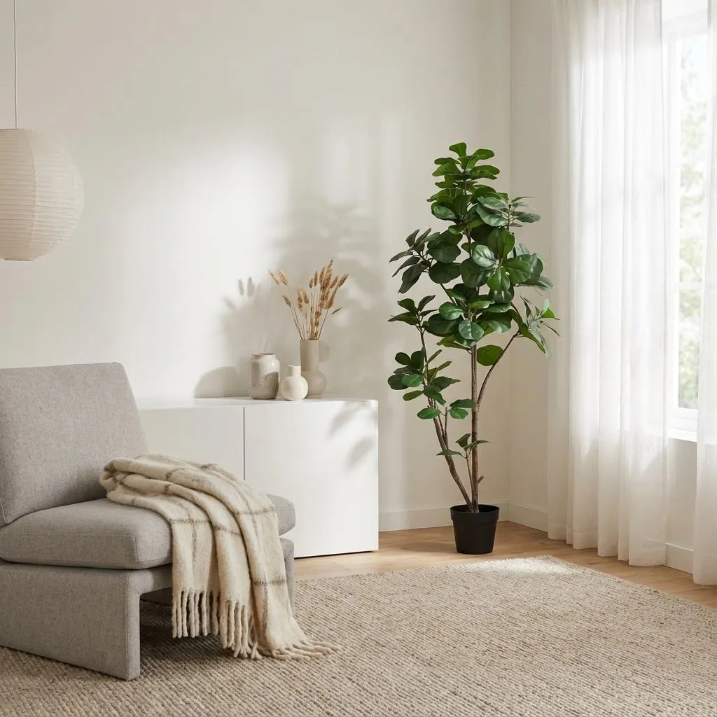 Ficus Lyrata artificiel 150 cm - La solution sans entretien pour déco