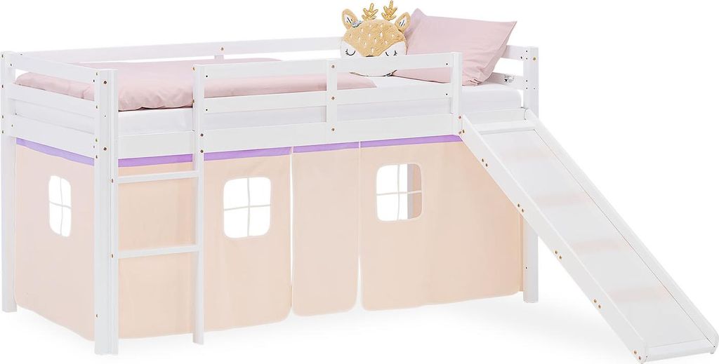 Lit superposé 90x200 cm avec Toboggan Lit mezzanine en Bois Image du produit 