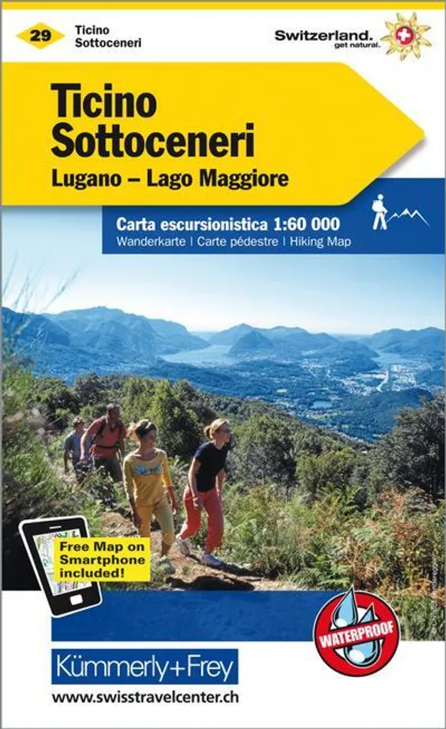 Carte d'excursions Sottoceneri KuF 29 pour trekking Tessin Sud