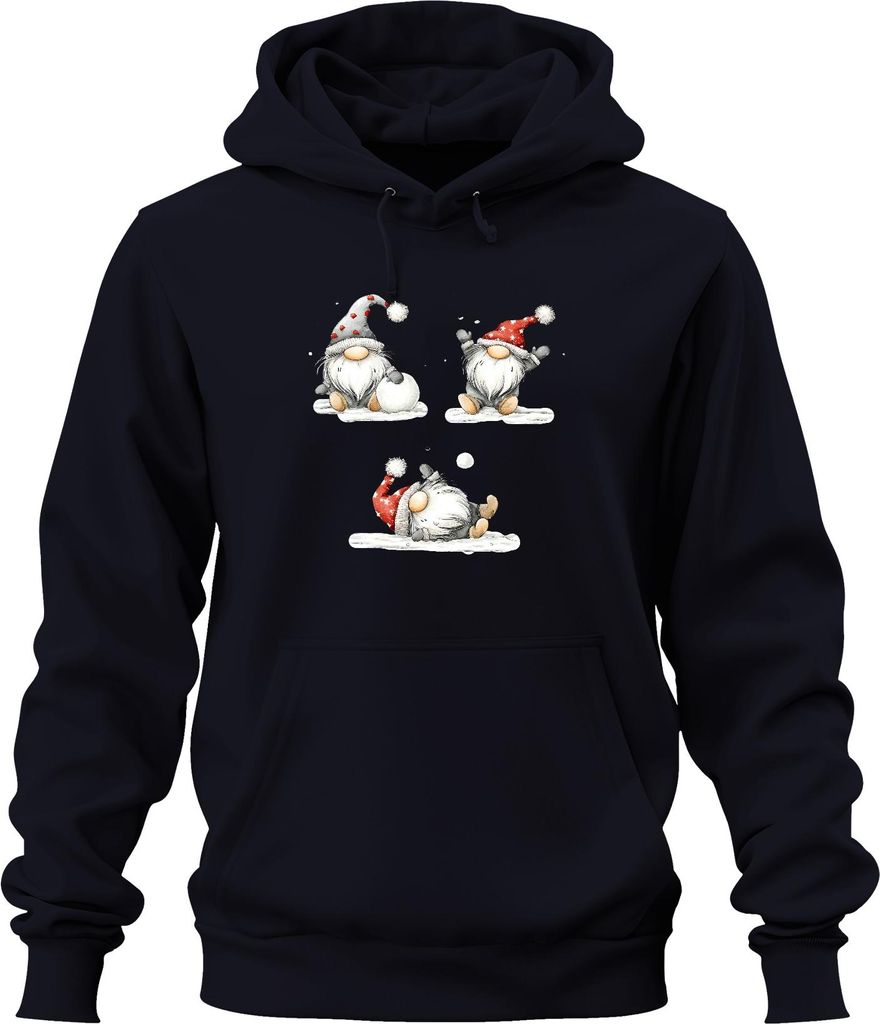 Weihnachtswichtel Skandinavisch Schneeball niedlich Geschenk Uni Hoodie Kapuzenpullover, Navy, M