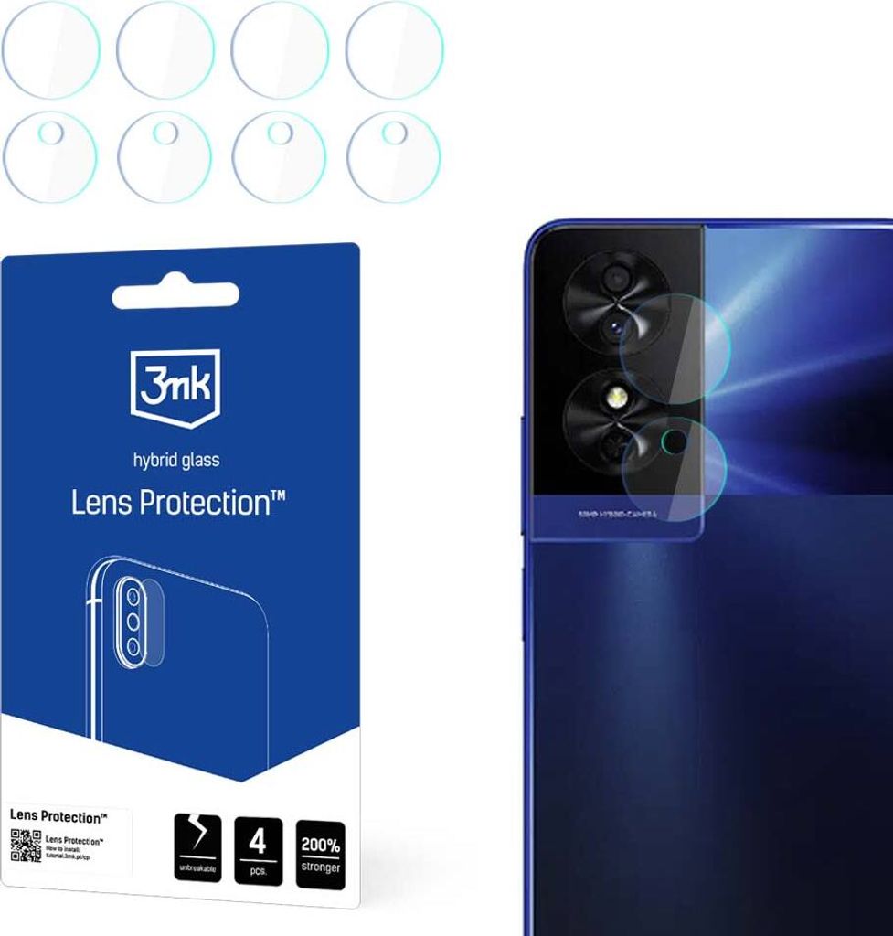 3mk Hybridglas Lens Protection für TCL 50 SE Kamera Objektiv Kameralinse 0,16mm 6H (4 Stück)
