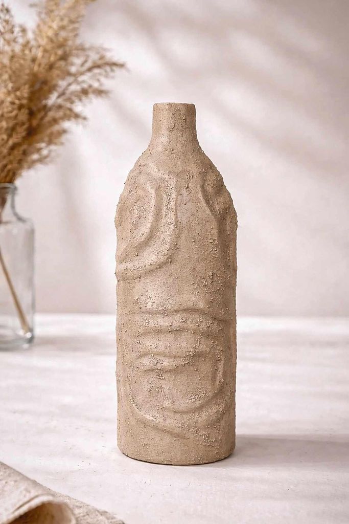 Evila Originals, Handbemaltes Dekoratives Objekt aus Keramik, Grau, 7 cm Durchmesser, 23 cm Höhe | Hochwertige Verarbeitung | Perfekt für stilvol...