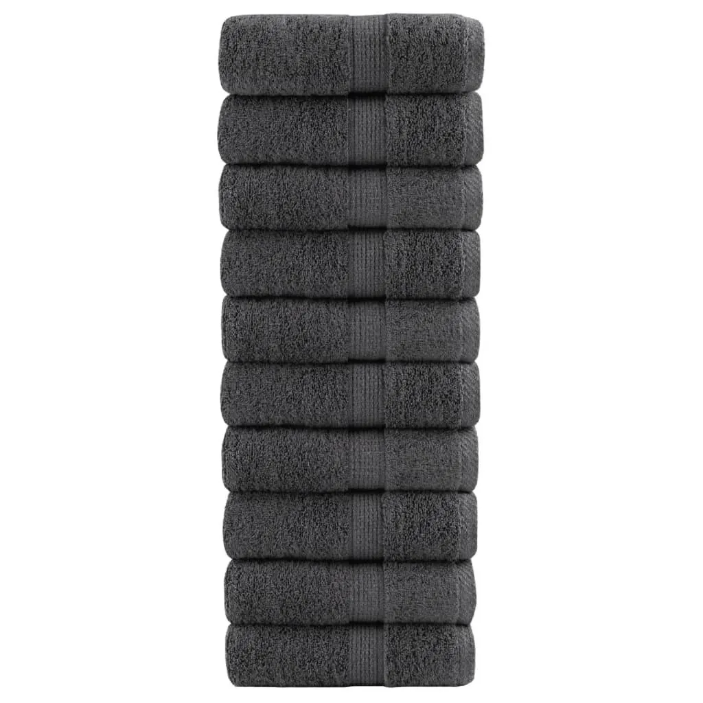 Set 10 Asciugamani Ospiti SOLUND Antracite 30x50 cm 600g/m² | Puro Cotone