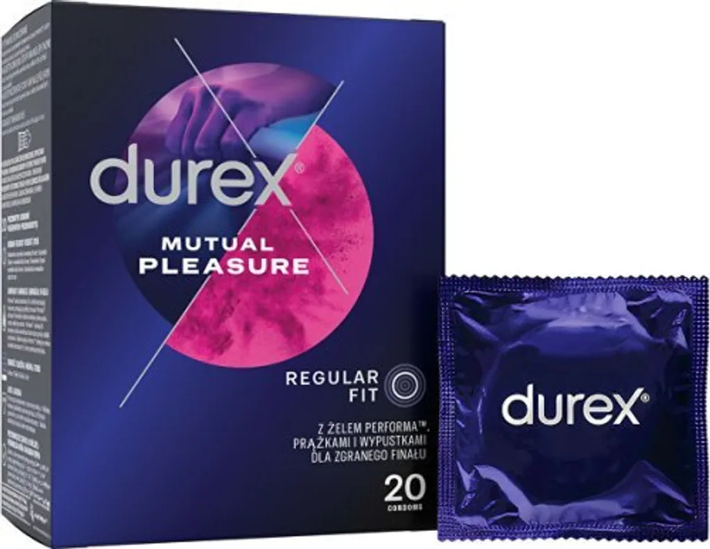 Durex Mutual Pleasure Préservatifs Perlés et Nervurés avec Gel - 20 pcs