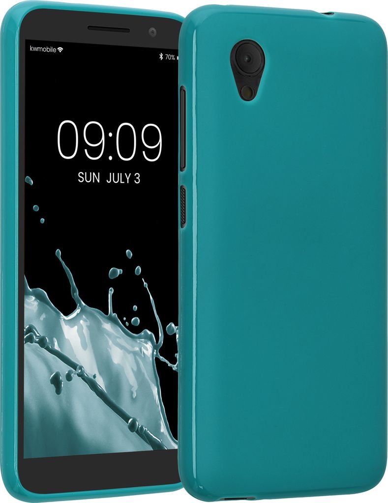 kwmobile Hülle kompatibel mit Alcatel 1 (5.0") Hülle - weiches TPU Silikon Case - Cover geeignet für kabelloses Laden - Petrol matt