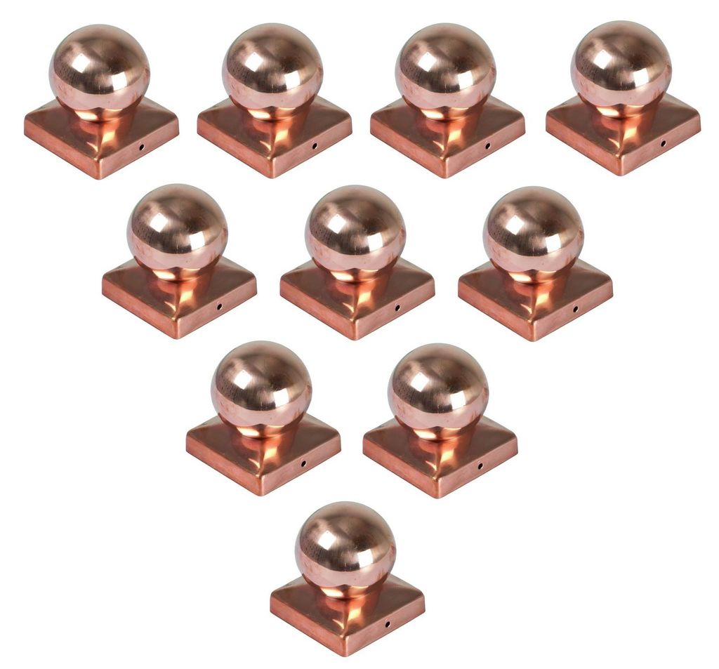 10x Kupfer Pfostenkappe Kugel 90x90 mm Zaunkappe Zierkappe Produktbild 