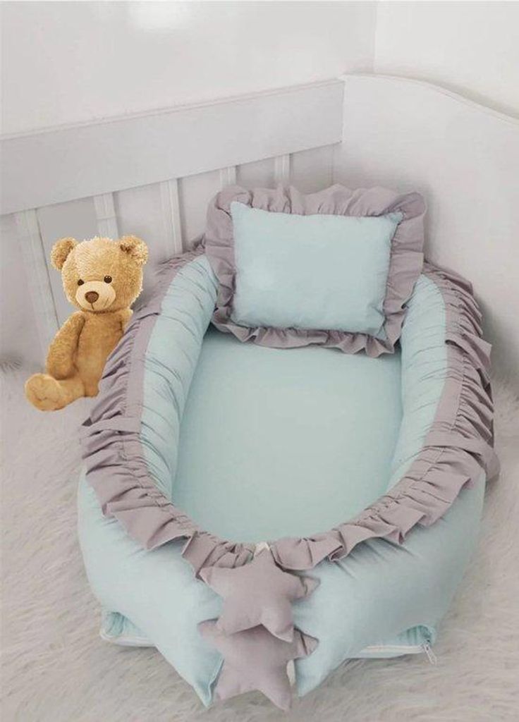 Jaju Baby Babynestchen mit Kopfkissen orthopädisch Baumwolle 100x60 cm blau
