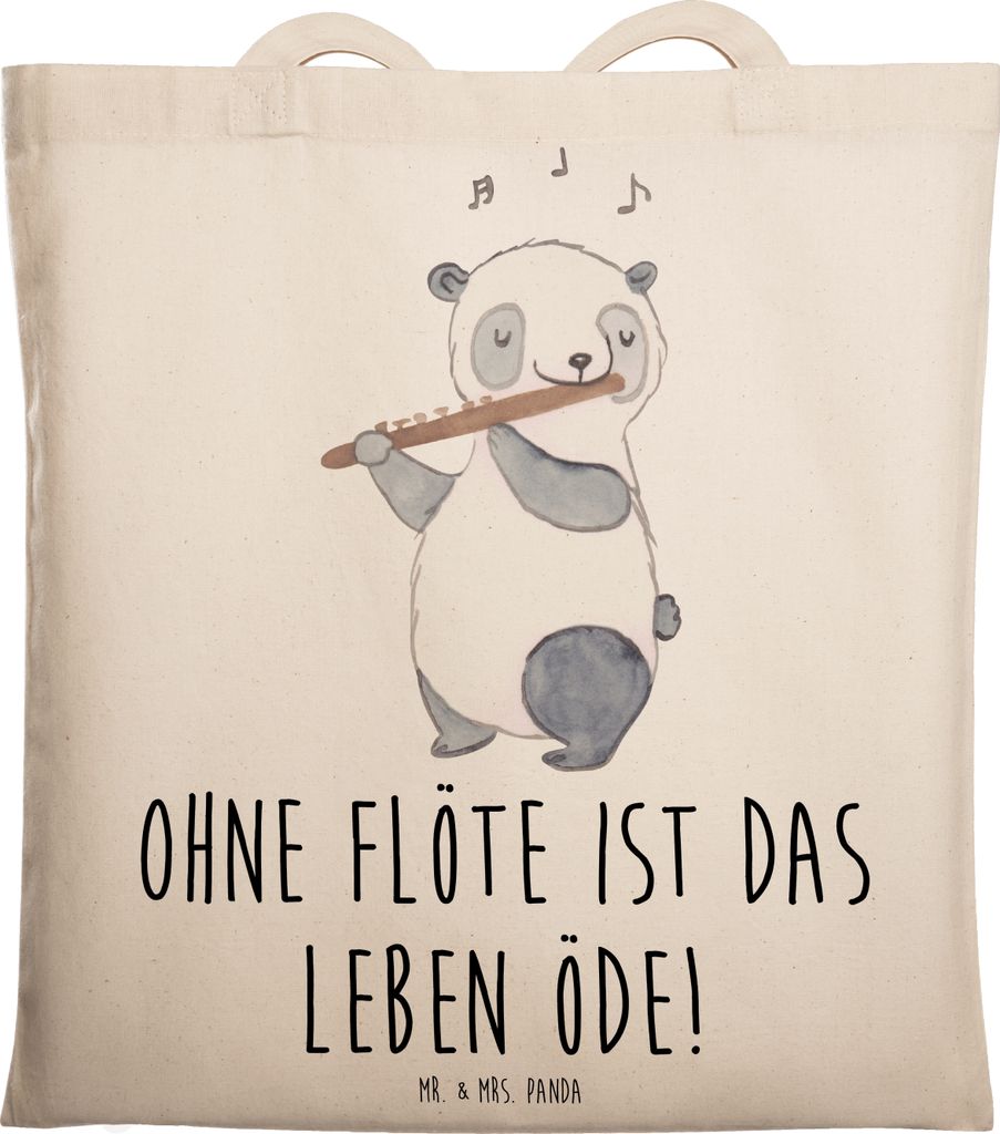 Mr. & Mrs. Panda Tote Bag Flöte Leben - Transparent - Geschenk, Jutebeutel, Lernen, Flötist, Musiker, Schultasche, Musik, Uni Tasche, Shopping, M...